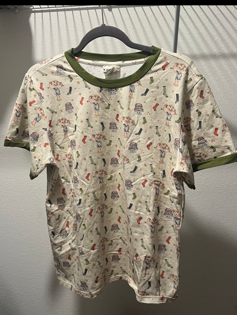 Taylor Joelle Harry Potter shirt Short Sleeve Cream Ringer Tee with Green Trim